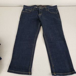 Lands End Womens Blue Denim Regular Fit Dark Wash Cropped Jeans Size 2P